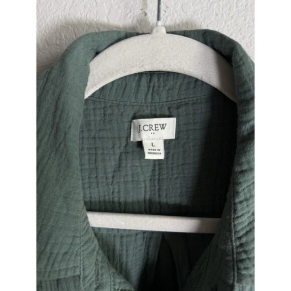 J.Crew Doubled Gauze Button Up Shirt Women's Large Green 100% Cotton Lightweight - Picture 10 of 11